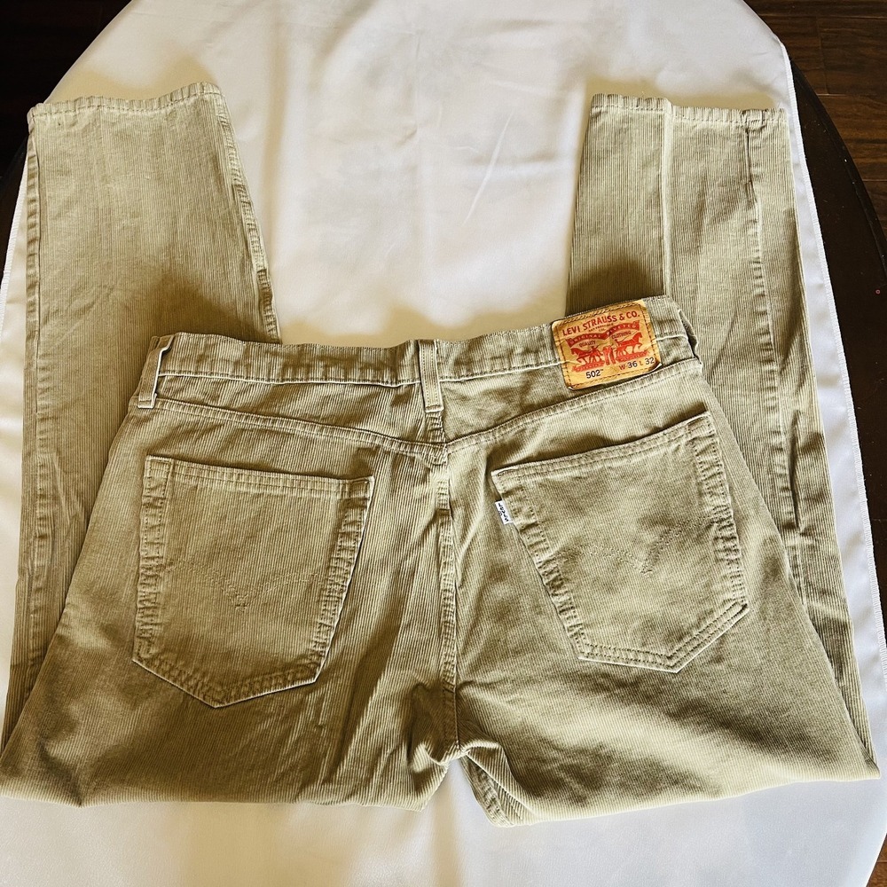 Levis 502 Brown Corduroy Actual Mens Straight Fit Casual Size 36x32 - Picture 5 of 7